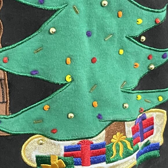 Vintage Bechamel Embroidered 3D Ugly Christmas Sweater Shirt Cat by Fire Size S - Picture 6 of 12